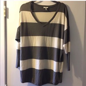 Joie Bold Stripe V-Neck Tunic Sweater